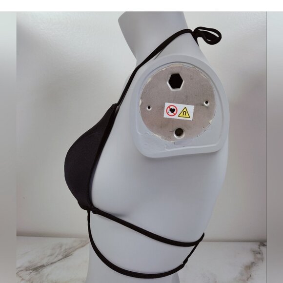 Unbranded Black Caged Molded Cup Halter Triangle Bikini Top, Sz L - Picture 10 of 10